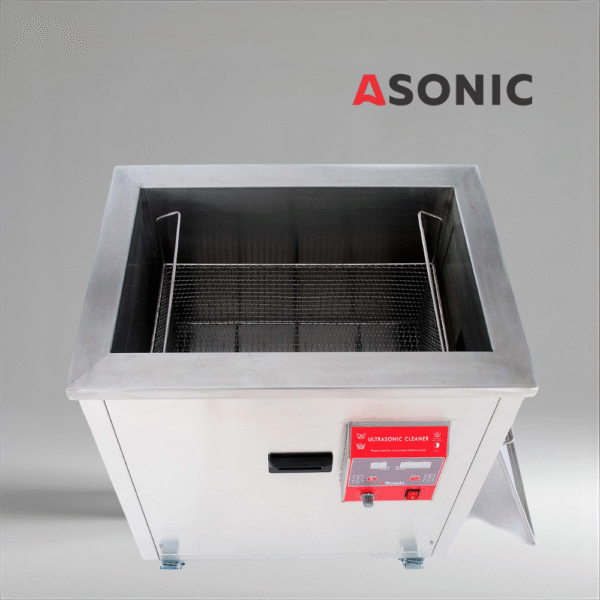 ASONIC IND-1000 industrial ultrasonic bath with robust design, ideal for large machine parts and precision tools.