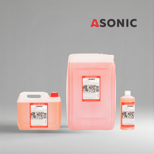ASONIC AS-GEN – Universal Ultrasonic Cleaning Solution ASONIC AS-GEN general-purpose ultrasonic detergent in 1L, 5L, and 25L canisters.