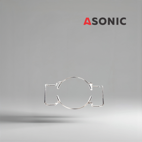 ASONIC laboratory beaker holder 0.8L, small stainless steel accessory for precision ultrasonic cleaning applications.