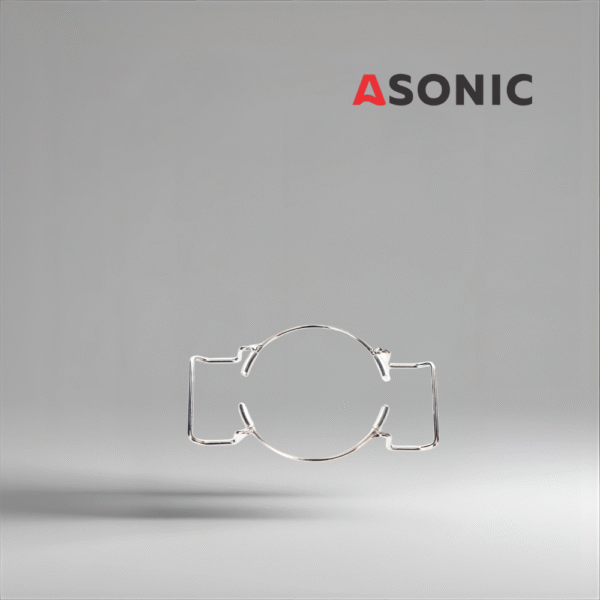ASONIC laboratory beaker holder 0.8L, small stainless steel accessory for precision ultrasonic cleaning applications.