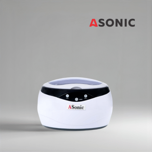 ASONIC HOME-650 ultrasonic cleaner, designed for daily home use, compact unit for jewelry and glasses.