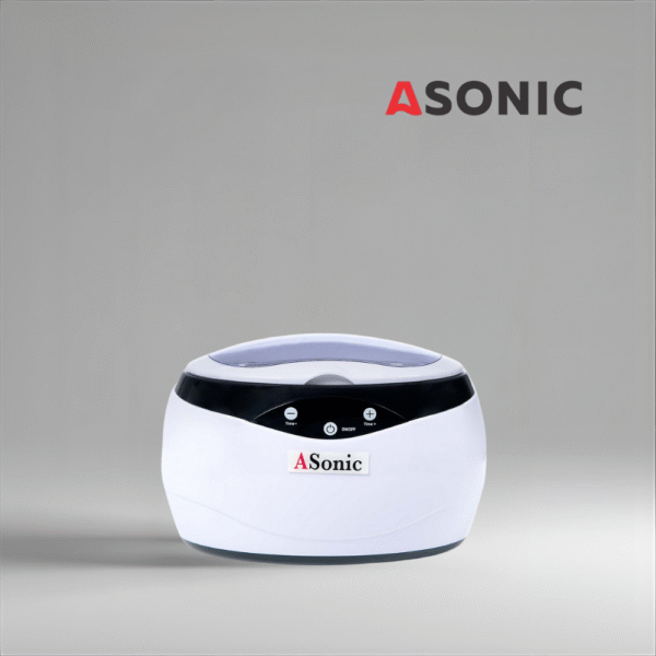 ASONIC HOME-650 ultrasonic cleaner, designed for daily home use, compact unit for jewelry and glasses.