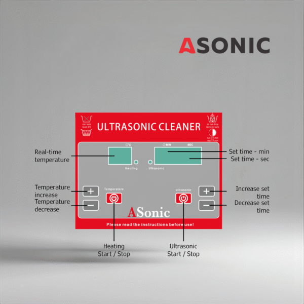 ASONIC PRO-20-40kHz-5 ASONIC PRO-20 ultrasonic bath for households, compact system designed for jewelry and glasses.