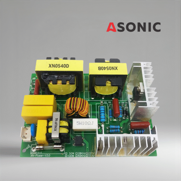 ASONIC-PROmodel-PCB-60W40kHZ ASONIC PROmodel PCB 60W 40kHz, reliable replacement power board for ultrasonic cleaning systems with consistent output.