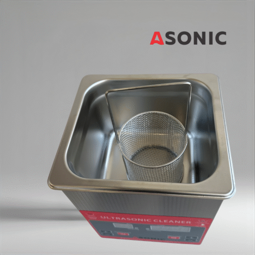 ASONIC stainless steel round basket with handle for ultrasonic cleaning