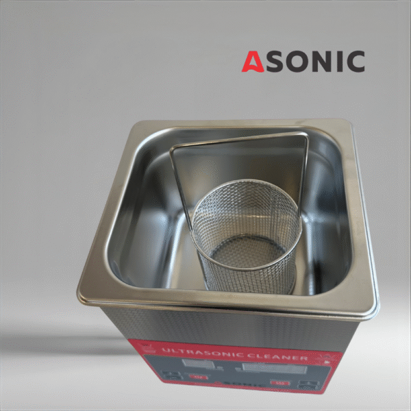 ASONIC ROUND-BASKET-HANDLE-1 ASONIC stainless steel round basket with handle for ultrasonic cleaning