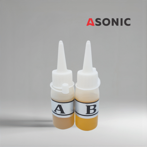 ASONIC Glue-AB, two-component adhesive for securely fastening ultrasonic transducers to cleaning tanks.