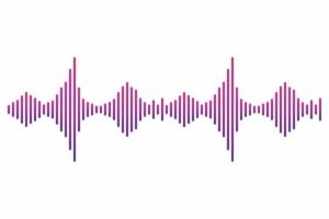 Graphic showing ultrasonic frequency waves with red lines in the center representing sound vibration.